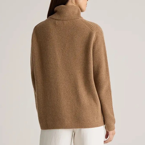 Quince Mongolian Cashmere Fisherman Turtleneck Sweater in Teak - Picture 3 of 11
